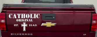 Catholic Original Est. 33 A.D. Christian Car or Truck Window Decal Sticker (White)