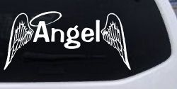 Angel Text With Wings and Halo Christian Car or Truck Window Decal Sticker