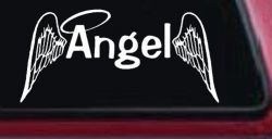 Angel Text With Wings and Halo Christian Car or Truck Window Decal Sticker