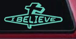 I Believe with Cross Christian Car or Truck Window Decal Sticker (Mint)