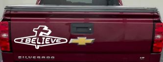 I Believe with Cross Christian Car or Truck Window Decal Sticker (White)