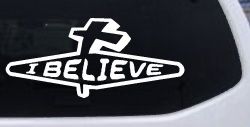 I Believe with Cross Christian Car or Truck Window Decal Sticker