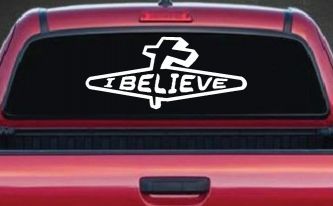 I Believe with Cross Christian Car or Truck Window Decal Sticker