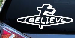 I Believe with Cross Christian Car or Truck Window Decal Sticker