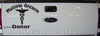 Multiple Orgasm Doner Funny Car or Truck Window Decal Sticker (Black)