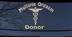 Multiple Orgasm Doner Funny Car or Truck Window Decal Sticker (Desert Sand)