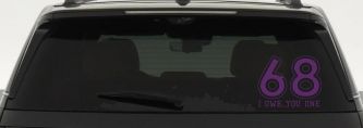 68 I Owe You One Funny Car or Truck Window Decal Sticker (Violet)