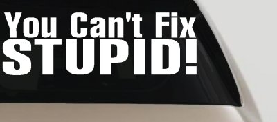 You Cant Fix Stupid Funny Decal Sticker for Car Truck Window Vinyl