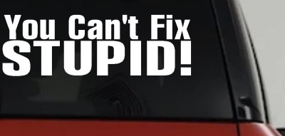 You Cant Fix Stupid Funny Decal Sticker for Car Truck Window Vinyl