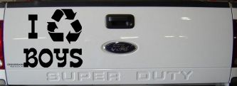 I Recycle Boys Car or Truck Window Decal Sticker (Black)