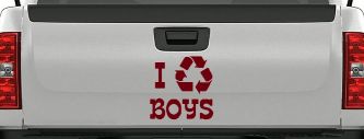 I Recycle Boys Funny Car Truck Window Decal Sticker Vinyl Humor (Burgundy)