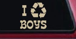 I Recycle Boys Car or Truck Window Decal Sticker (Desert Sand)