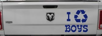 I Recycle Boys Car or Truck Window Decal Sticker (Navy)