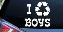I Recycle Boys Car or Truck Window Decal Sticker