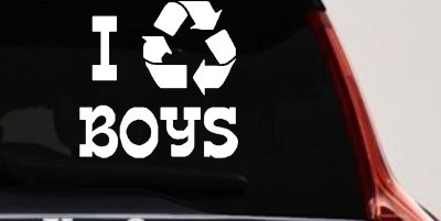 I Recycle Boys Funny Car Truck Window Decal Sticker Vinyl Humor