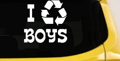 I Recycle Boys Funny Car Truck Window Decal Sticker Vinyl Humor