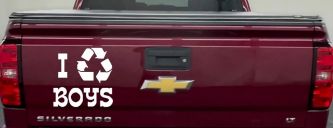 I Recycle Boys Car or Truck Window Decal Sticker (White)