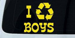 I Recycle Boys Funny Car Truck Window Decal Sticker Vinyl Humor (Yellow)