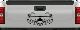 Air Assault Airborne Helicopter with Wings Military Car or Truck Window Decal Sticker (Black)