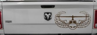 Air Assault Airborne Helicopter with Wings Military Car or Truck Window Decal Sticker (Brown)