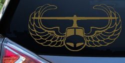 Air Assault Airborne Helicopter with Wings Military Car or Truck Window Decal Sticker (Gold)