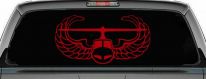 Air Assault Airborne Helicopter with Wings Military Car or Truck Window Decal Sticker (Red)
