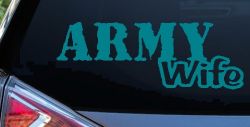 Army Wife Military Car or Truck Window Decal Sticker (Turquoise Blue)