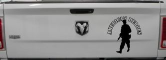 Military Soldier American Heroes Car or Truck Window Decal Sticker (Black)