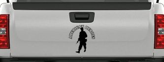 Military Soldier American Heroes Car or Truck Window Decal Sticker (Black)