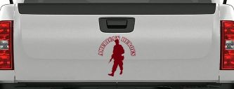 Military Soldier American Heroes Car or Truck Window Decal Sticker (Burgundy)