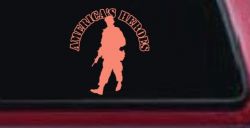 American Heroes Soldier Decal for Car Truck Window - Vinyl Sticker (Coral)