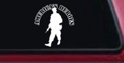 Military Soldier American Heroes Car or Truck Window Decal Sticker