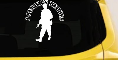 American Heroes Soldier Decal for Car Truck Window - Vinyl Sticker