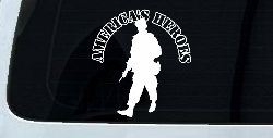 Military Soldier American Heroes Car or Truck Window Decal Sticker