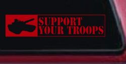 Support Your Troops Military Car or Truck Window Decal Sticker (Red)