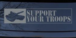 Support Your Troops Military Car or Truck Window Decal Sticker (Telegrey)