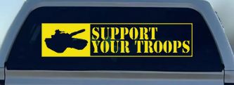 Support Your Troops Military Car or Truck Window Decal Sticker (Yellow)