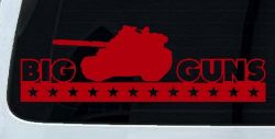 Big Guns Military Car or Truck Window Decal Sticker (Red)