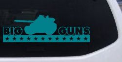 Big Guns Military Car or Truck Window Decal Sticker (Turquoise Blue)