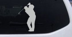 Golf Swing Golfer Car or Truck Window Decal Sticker (Light Gray)