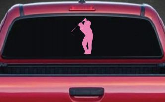 Golf Swing Decal Car Truck Window Vinyl Sticker - Perfect for Golfers (Pink)