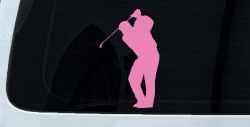 Golf Swing Golfer Car or Truck Window Decal Sticker (Pink)