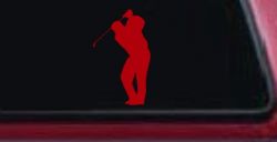Golf Swing Decal Car Truck Window Vinyl Sticker - Perfect for Golfers (Red)