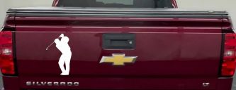 Golf Swing Golfer Car or Truck Window Decal Sticker (White)