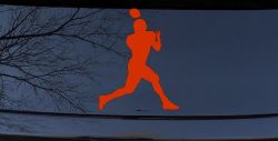 Football Player Sports Car or Truck Window Decal Sticker (Orange Red)