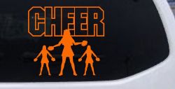 Cheer Cheerleader Car or Truck Window Decal Sticker (Orange)