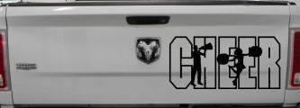 Cheer Cheerleader Car or Truck Window Decal Sticker (Black)