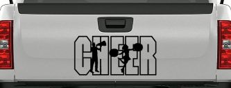Cheer Cheerleader Car or Truck Window Decal Sticker (Black)