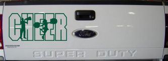 Cheer Cheerleader Car or Truck Window Decal Sticker (Dark Green)