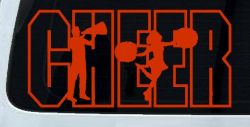 Cheer Cheerleader Car or Truck Window Decal Sticker (Orange Red)